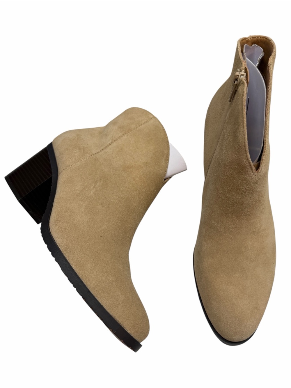 New White Mountain Tattle Suede Leather Block Heel Ankle Boots‎ Beachwood 10